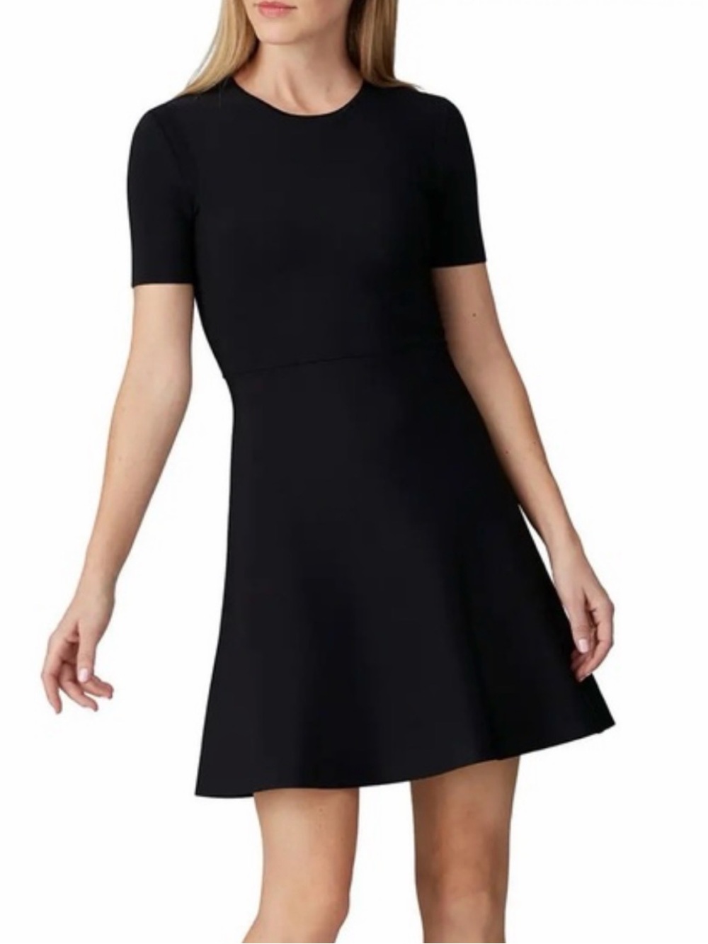 EUC Theory Black Short-Sleeve Fit-and-Flare Dress